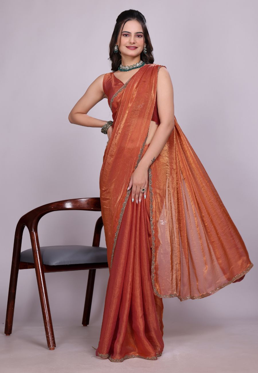 Jimmy Choo Fabric Saree with China Lace Border