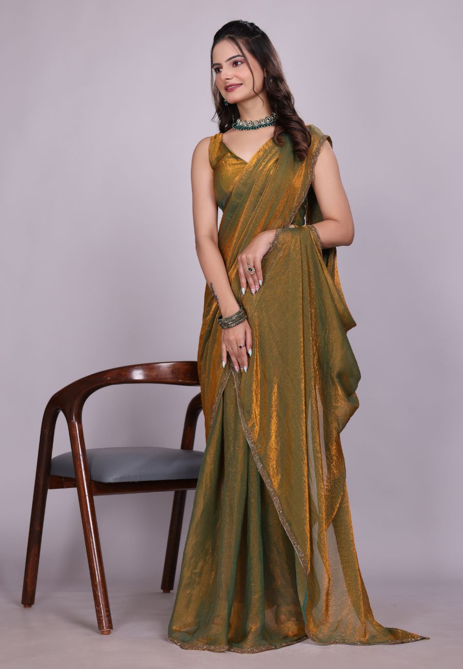 Jimmy Choo Fabric Saree with China Lace Border
