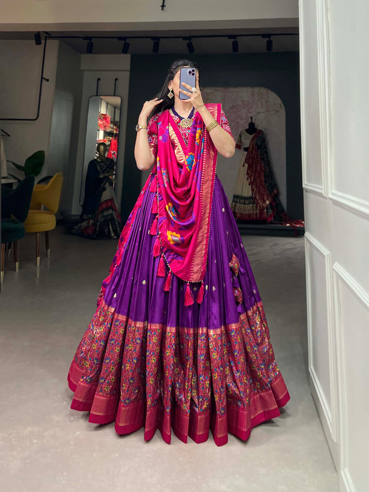 purple & pink  Floral Embroiderry print  Lehenga Set