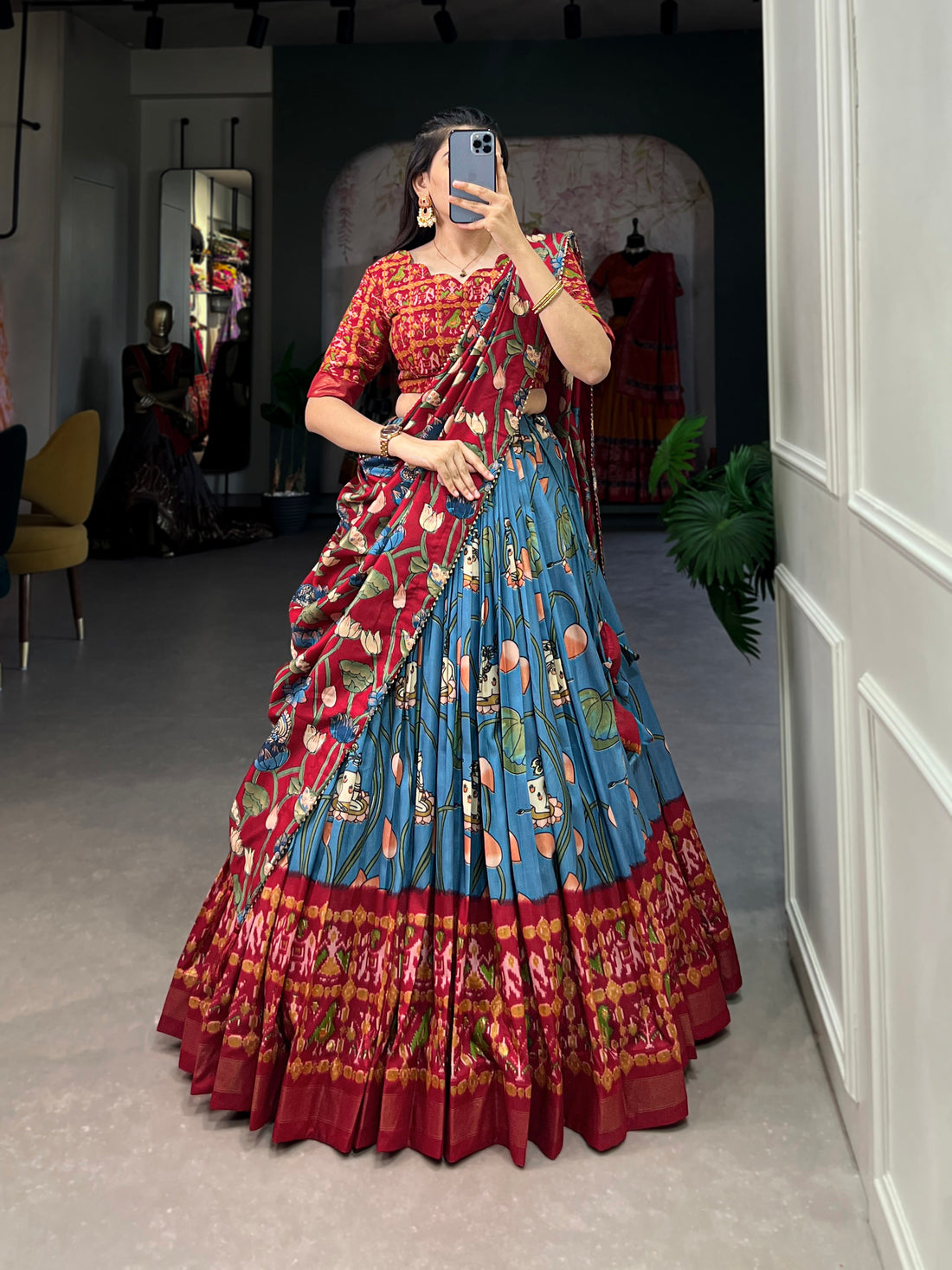 navratri  special  prity  multi color  printed  lengha's collaction