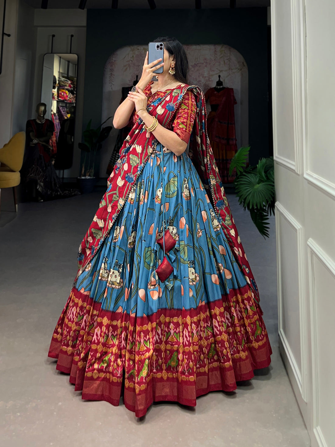 navratri  special  prity  multi color  printed  lengha's collaction
