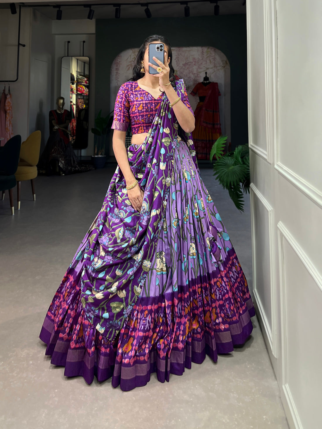 navratri  special  prity  multi color  printed  lengha's collaction