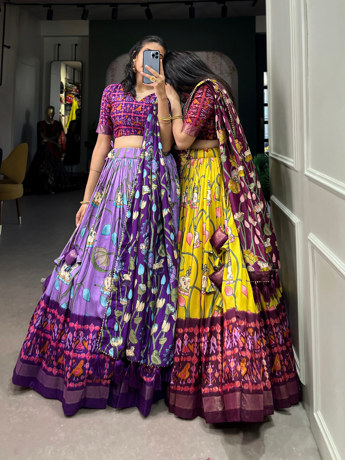 navratri  special  prity  multi color  printed  lengha's collaction