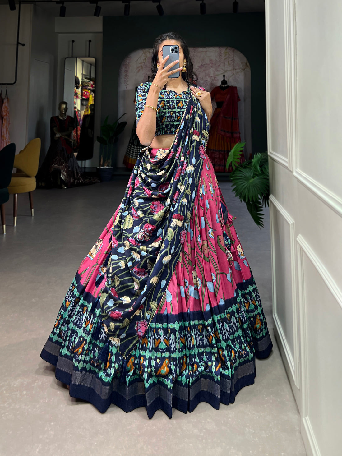 navratri  special  prity  multi color  printed  lengha's collaction