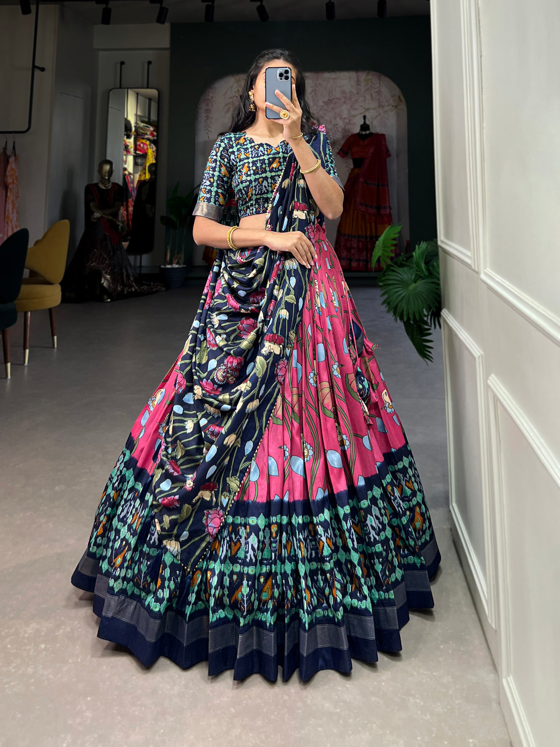 navratri  special  prity  multi color  printed  lengha's collaction