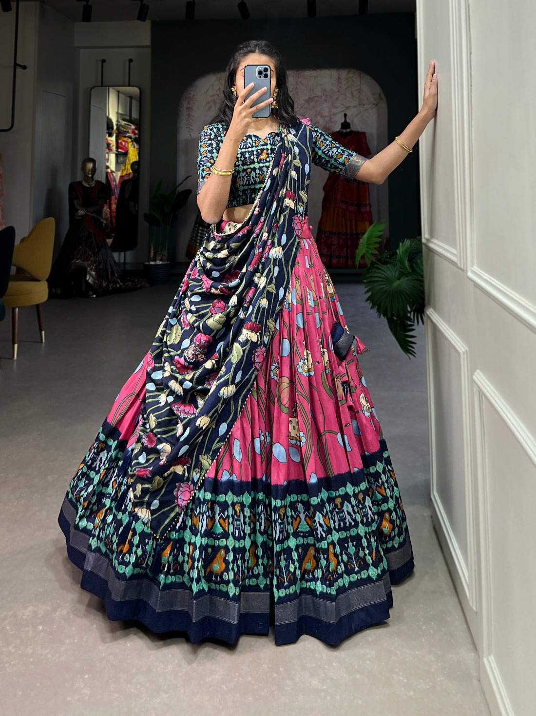 navratri  special  prity  multi color  printed  lengha's collaction