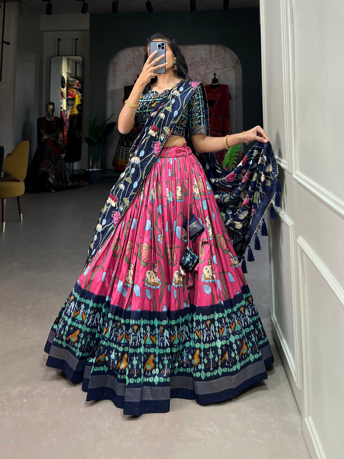 navratri  special  prity  multi color  printed  lengha's collaction