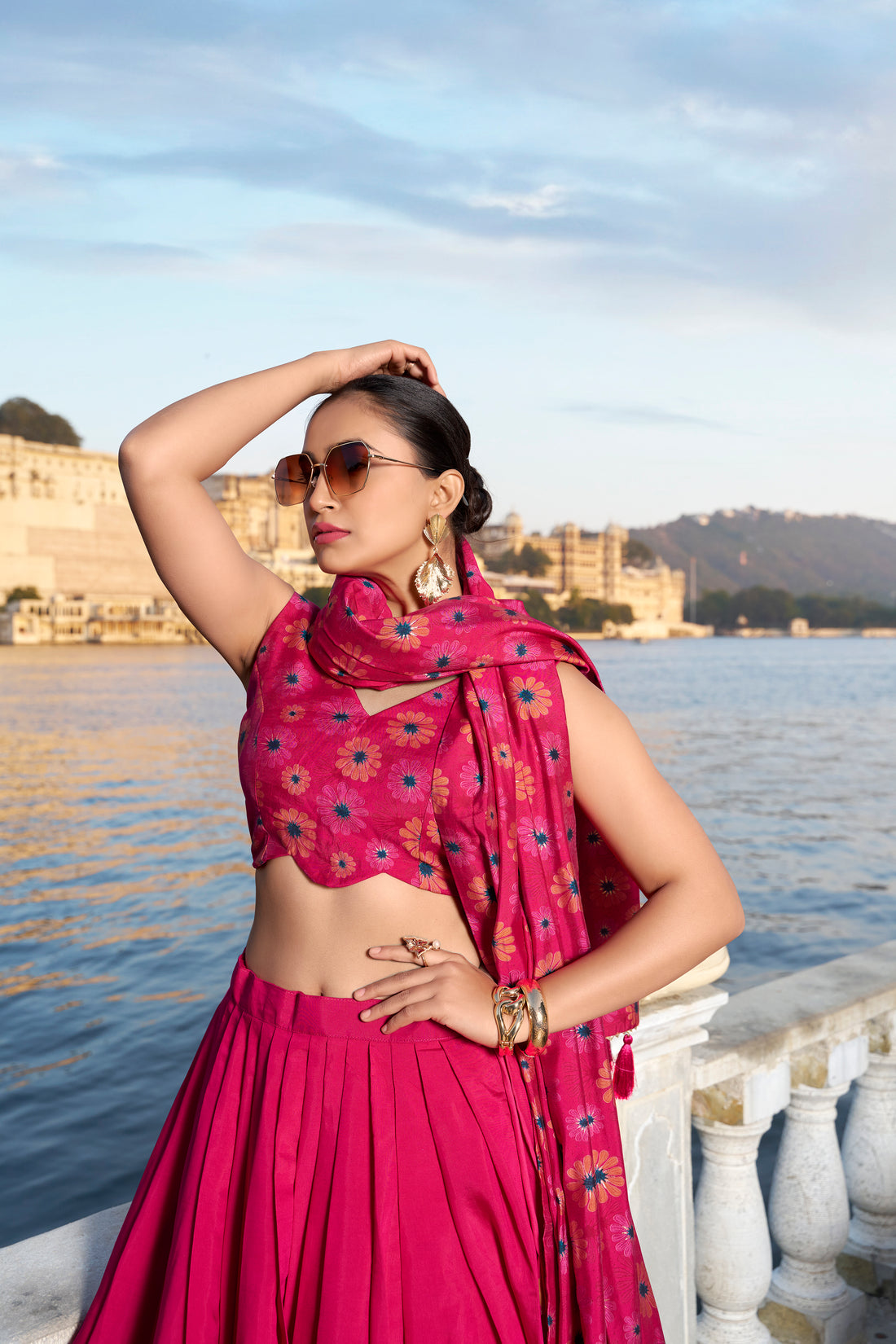 Tusser Silk Lehenga Choli with Intricate Print and Dupatta 🩷💛