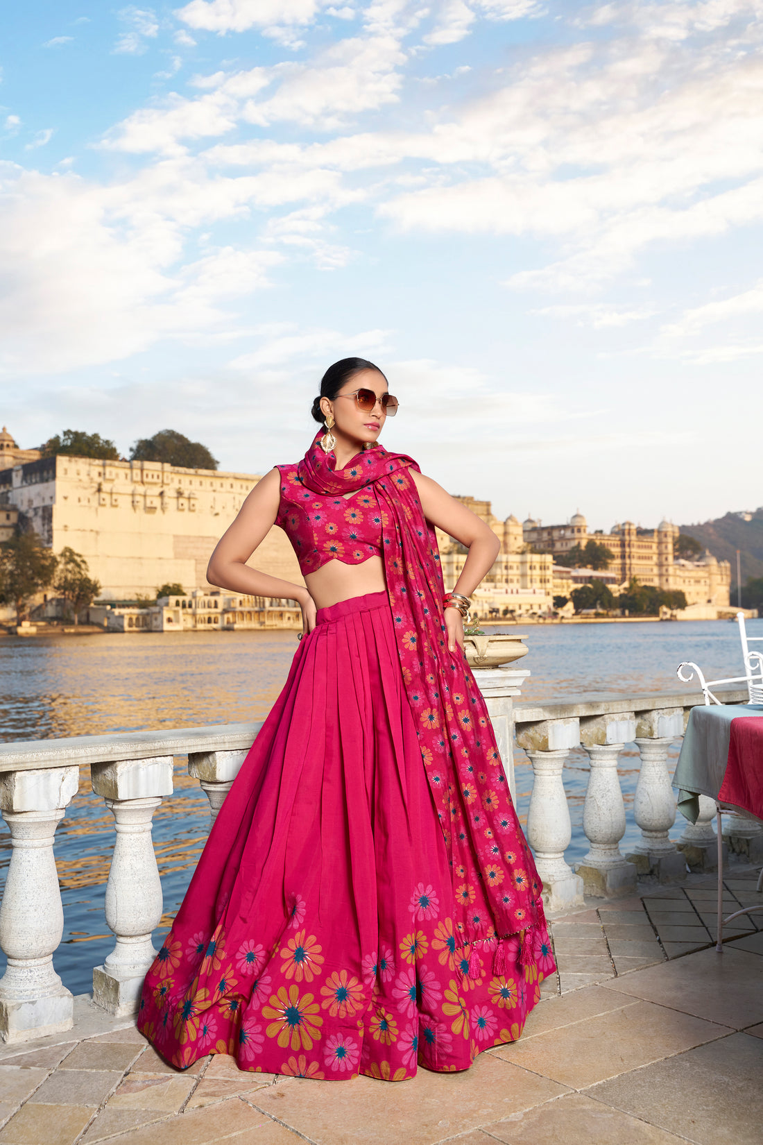 Tusser Silk Lehenga Choli with Intricate Print and Dupatta 🩷💛