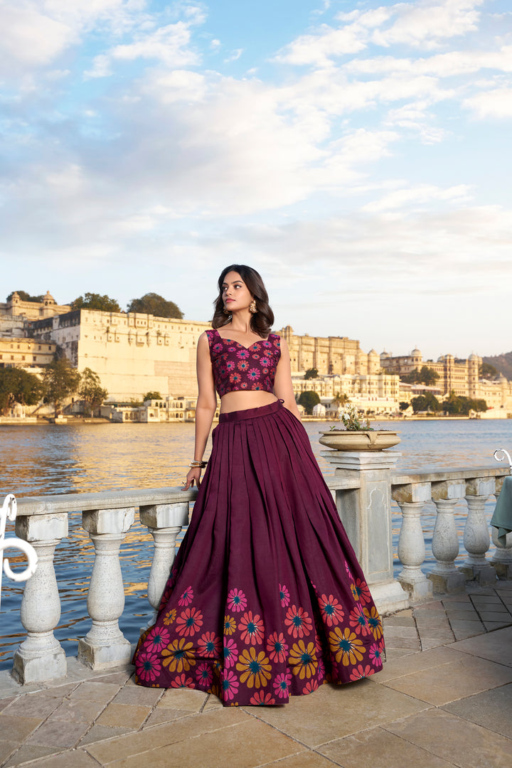 Tusser Silk Lehenga Choli with Intricate Print and Dupatta 🩷💛