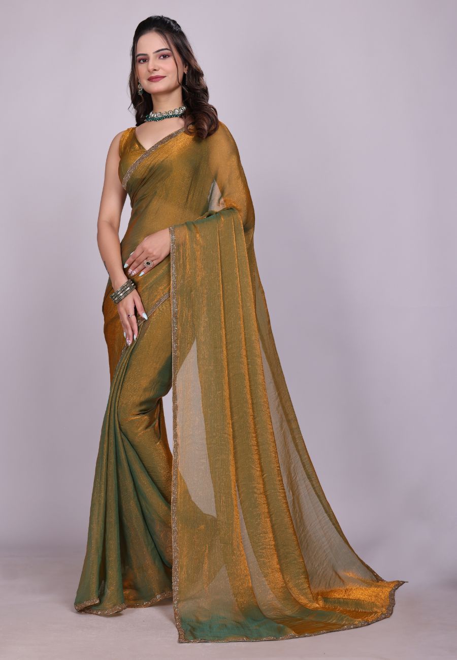 Jimmy Choo Fabric Saree with China Lace Border