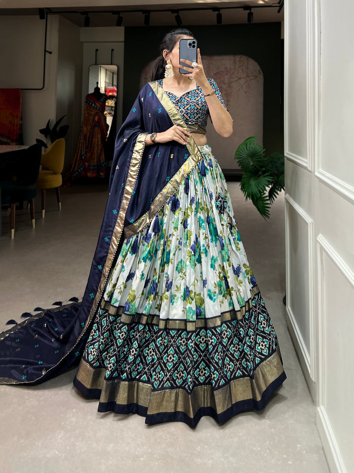 Red Ikat & Floral Fusion Lehenga Set