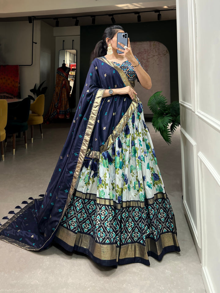 Red Ikat & Floral Fusion Lehenga Set