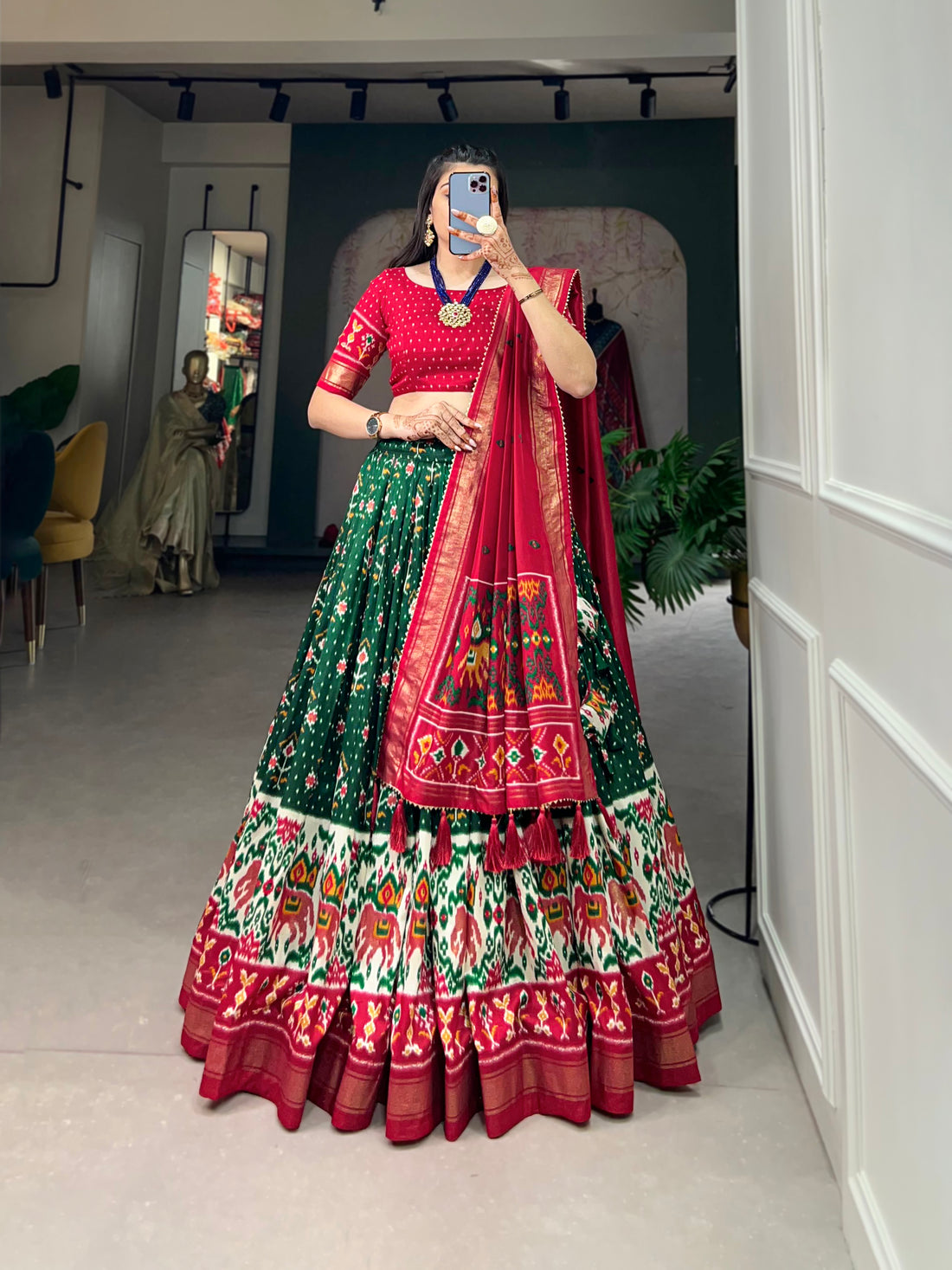 Exquisite Floral Fantasy Tusser Silk Lehenga Choli with Intricate Print and Dupatta
