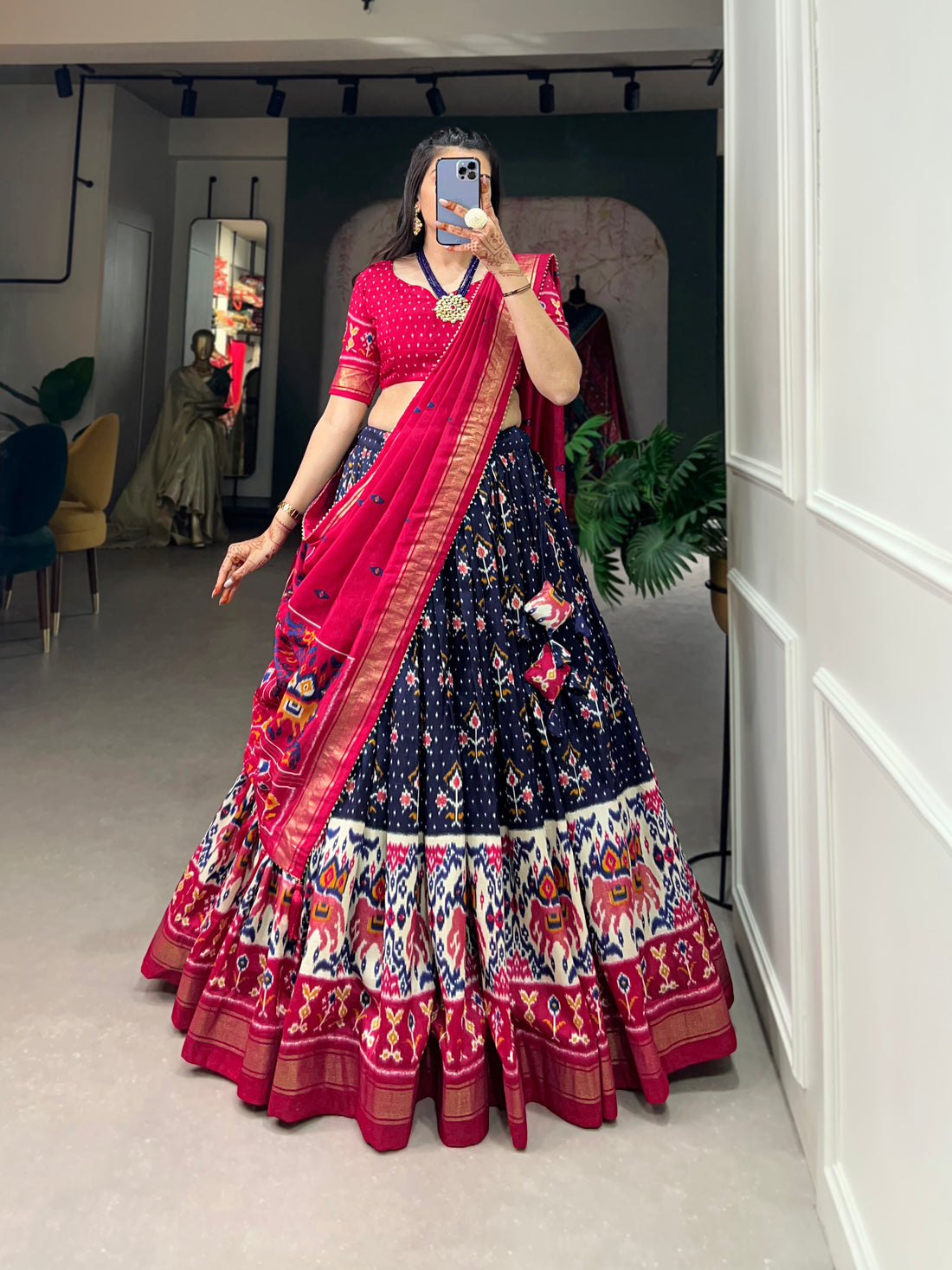 Exquisite Floral Fantasy Tusser Silk Lehenga Choli with Intricate Print and Dupatta