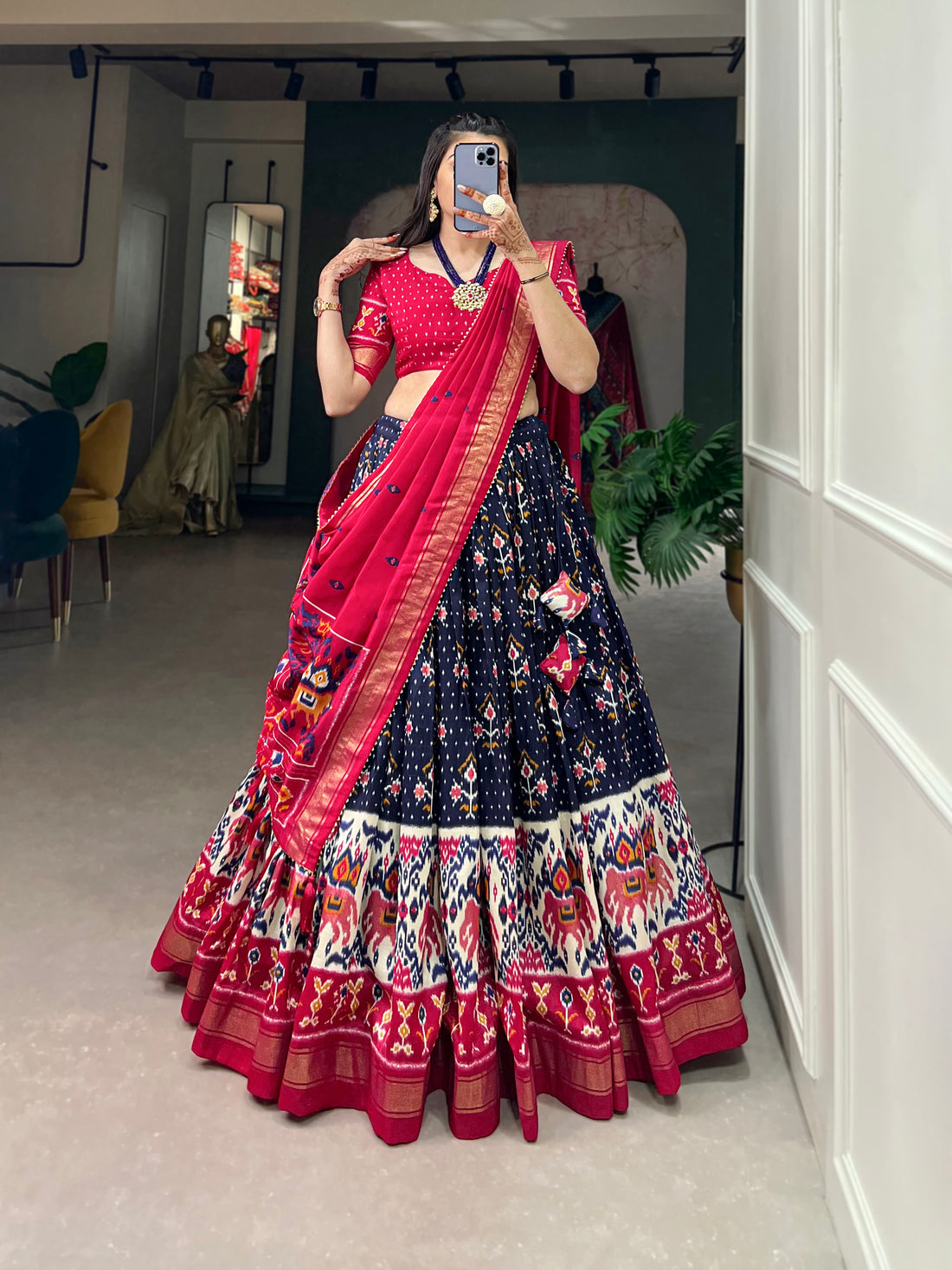 Exquisite Floral Fantasy Tusser Silk Lehenga Choli with Intricate Print and Dupatta