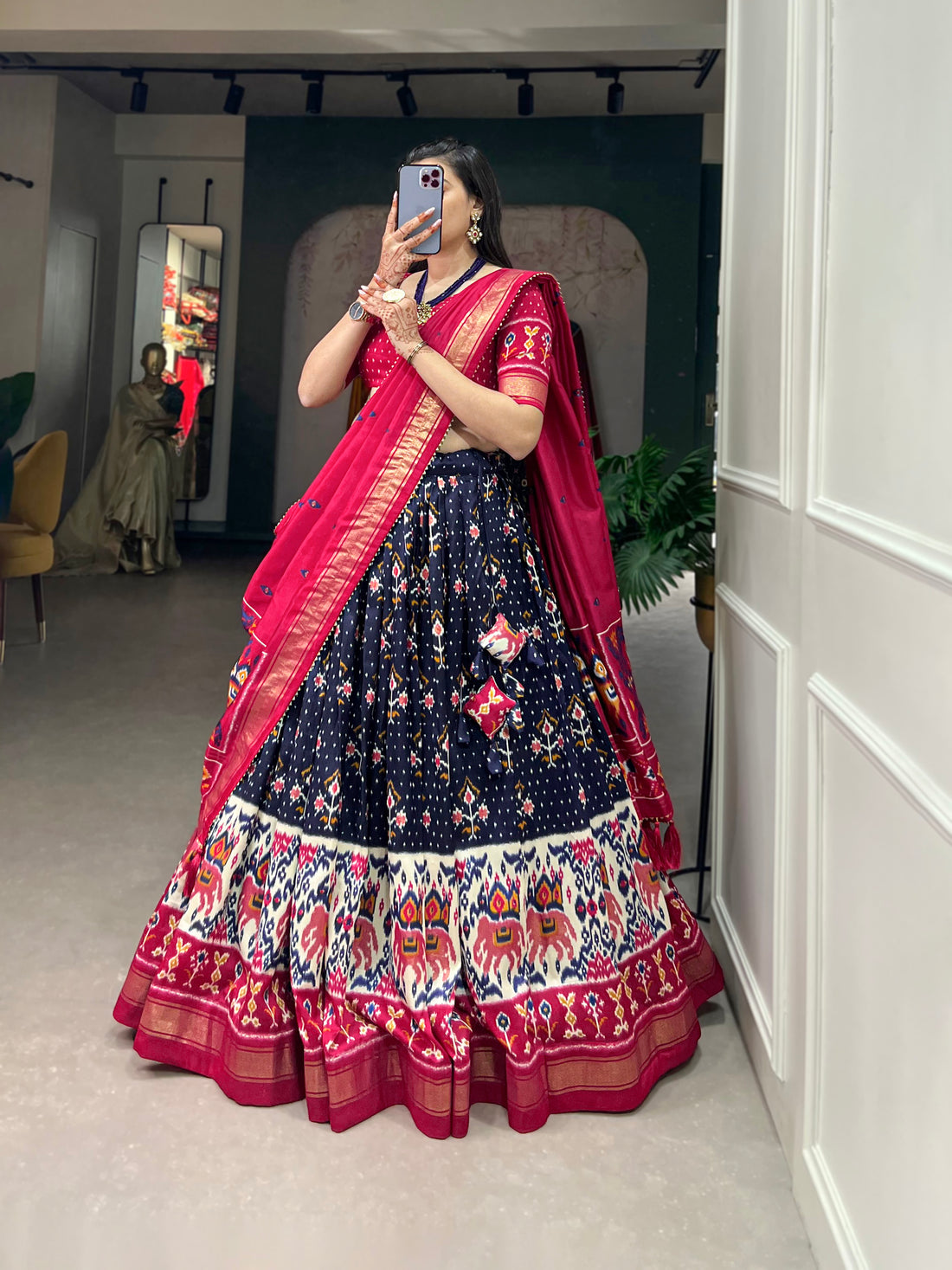 Exquisite Floral Fantasy Tusser Silk Lehenga Choli with Intricate Print and Dupatta