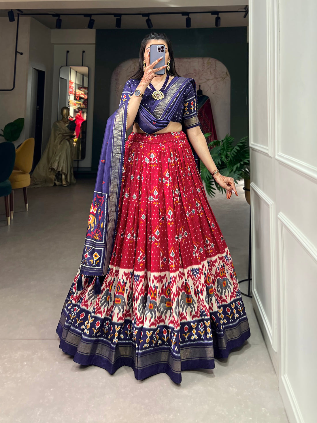 Exquisite Floral Fantasy Tusser Silk Lehenga Choli with Intricate Print and Dupatta