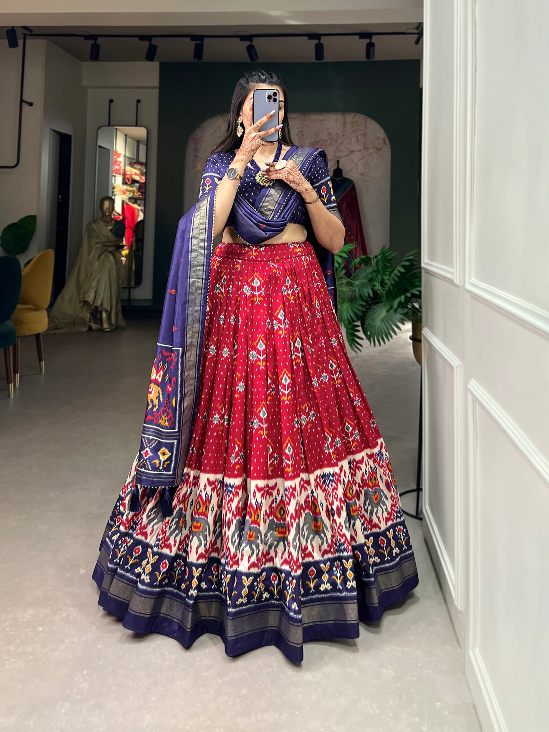 Exquisite Floral Fantasy Tusser Silk Lehenga Choli with Intricate Print and Dupatta