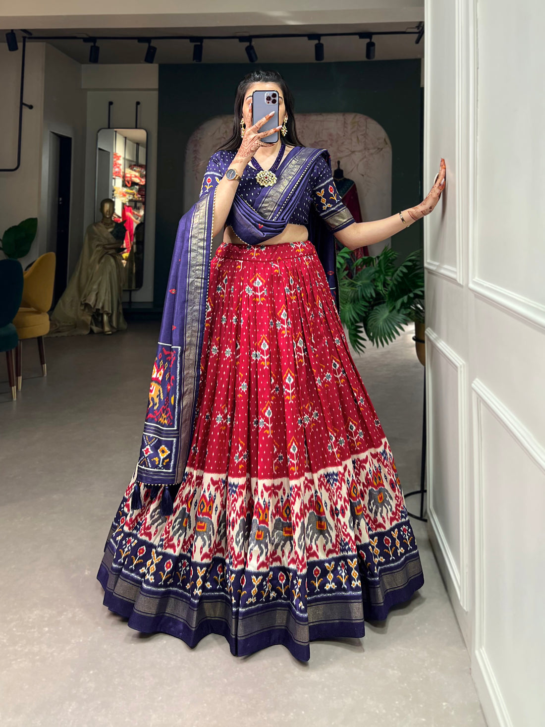 Exquisite Floral Fantasy Tusser Silk Lehenga Choli with Intricate Print and Dupatta
