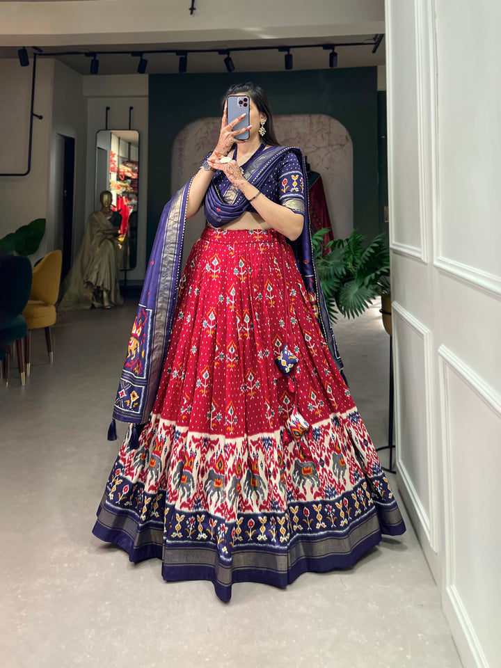 Exquisite Floral Fantasy Tusser Silk Lehenga Choli with Intricate Print and Dupatta
