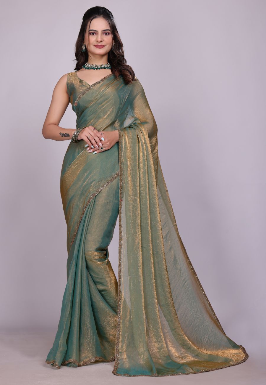 Jimmy Choo Fabric Saree with China Lace Border