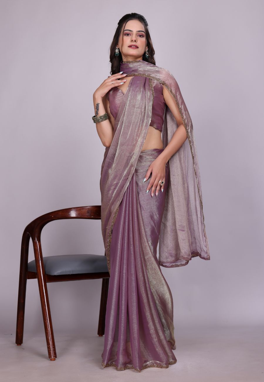 Jimmy Choo Fabric Saree with China Lace Border