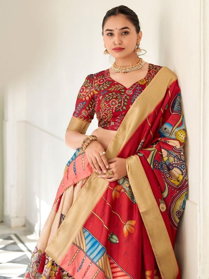 Yellow Handpainted Lehenga with Teal Blouse & Dupatta