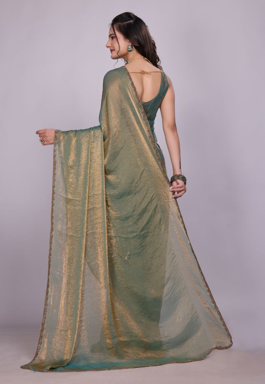 Jimmy Choo Fabric Saree with China Lace Border
