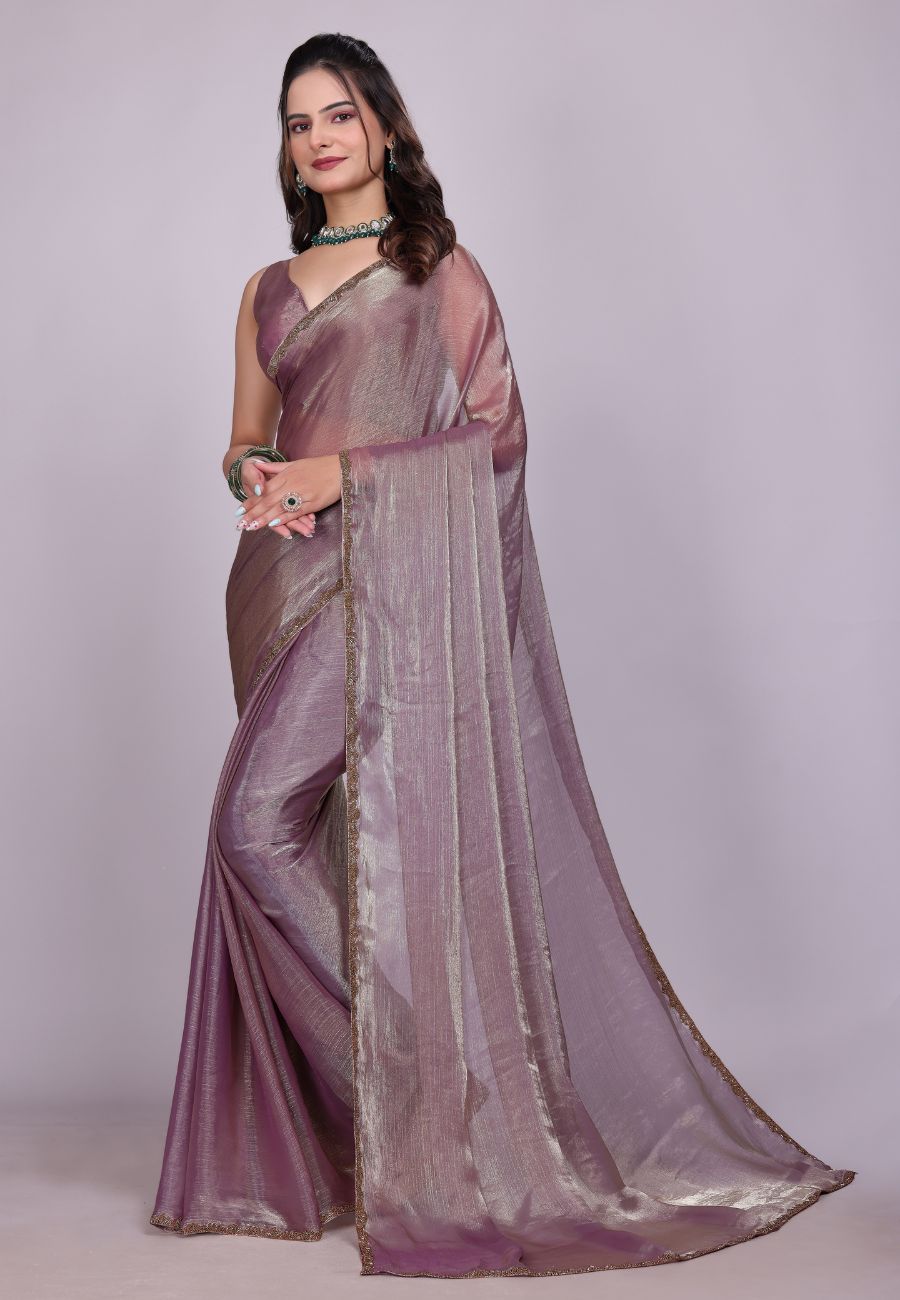 Jimmy Choo Fabric Saree with China Lace Border