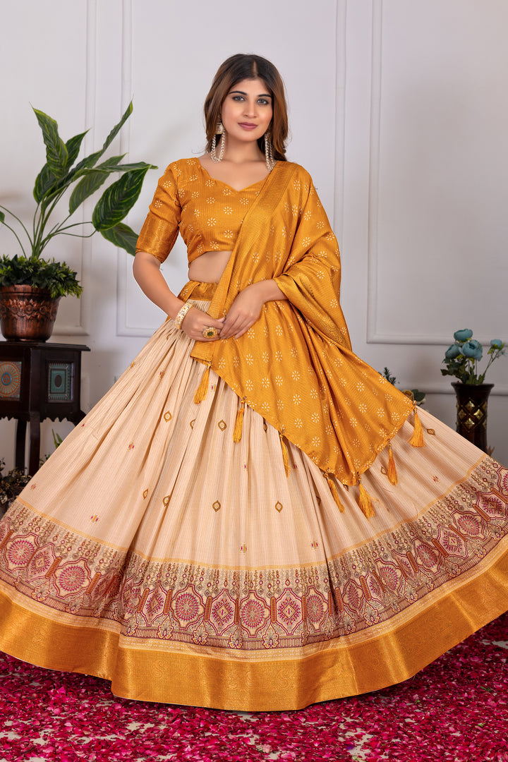 Tussar silk lehenga for festive season to charm your look!✨