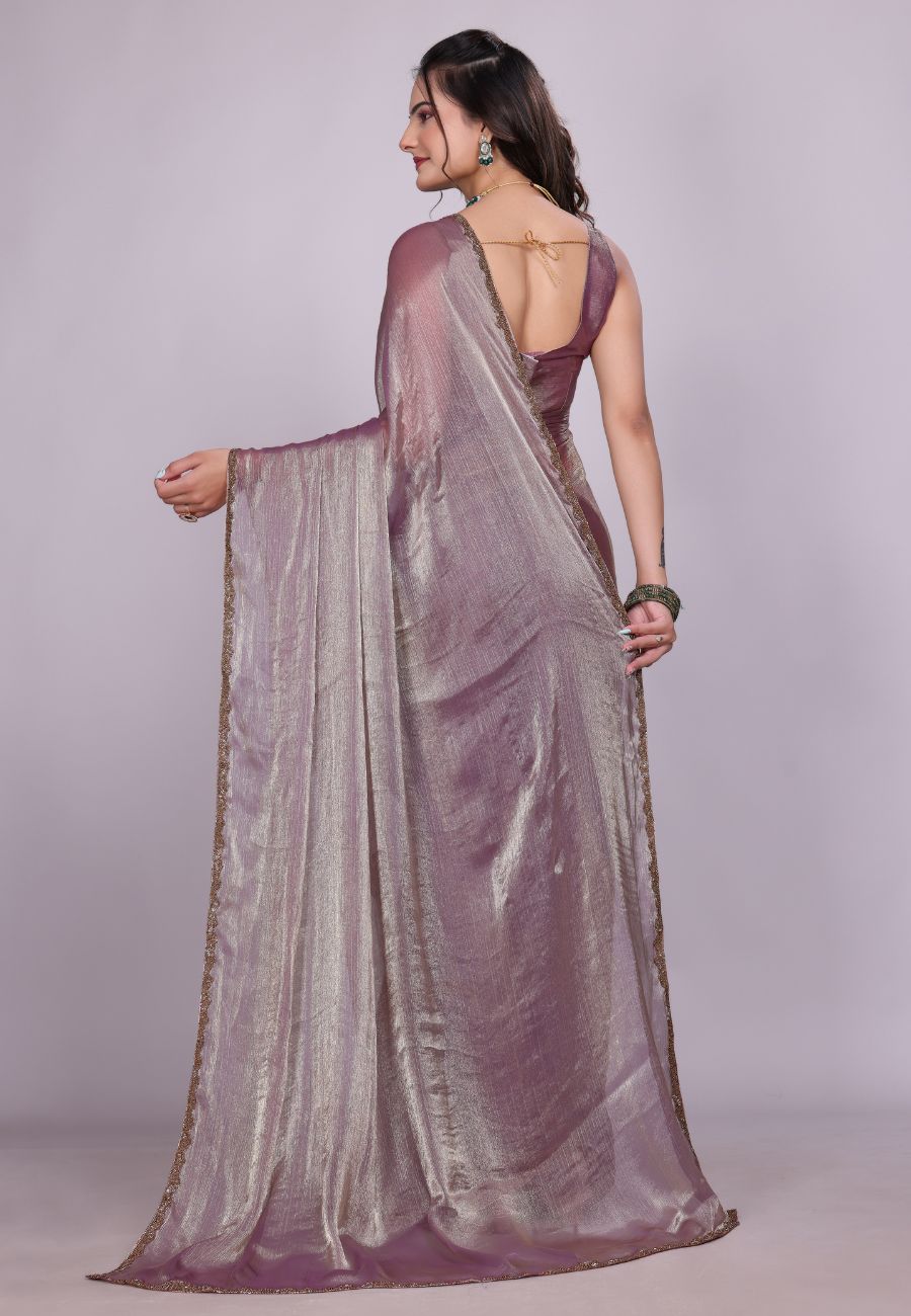 Jimmy Choo Fabric Saree with China Lace Border