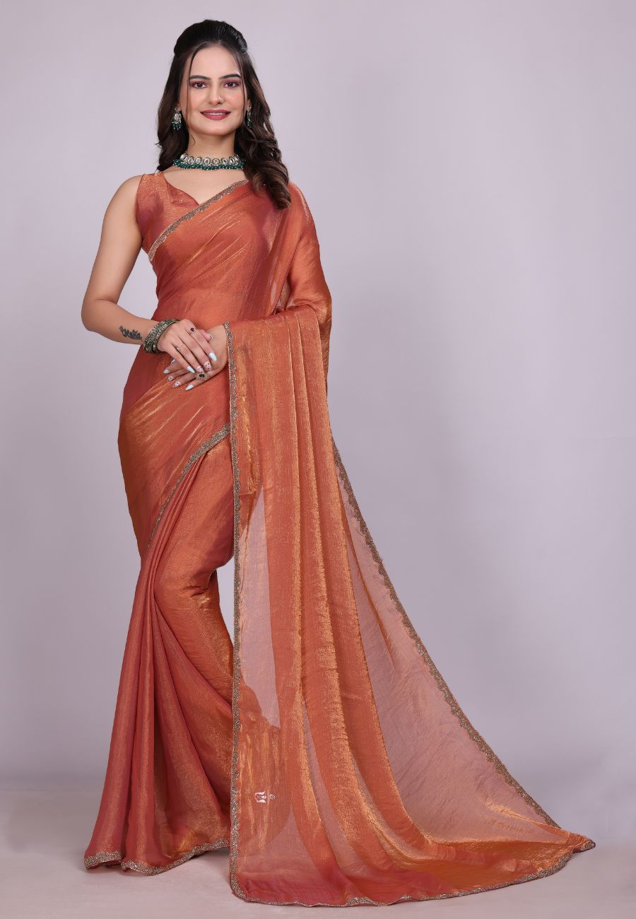 Jimmy Choo Fabric Saree with China Lace Border