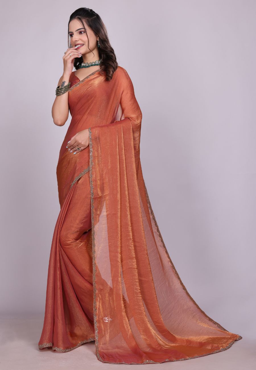 Jimmy Choo Fabric Saree with China Lace Border