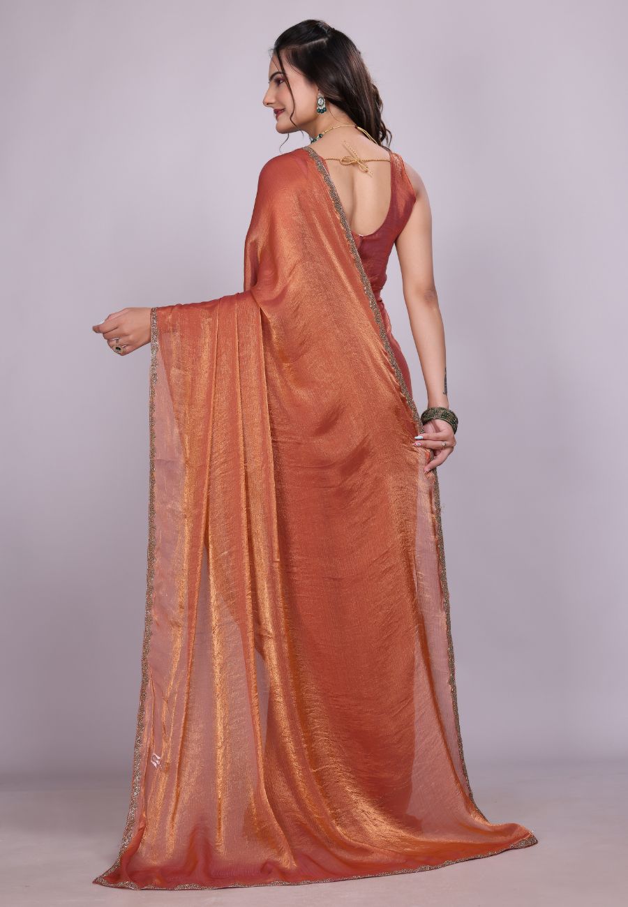 Jimmy Choo Fabric Saree with China Lace Border