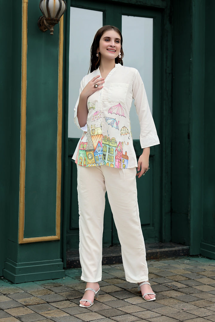 WHITE  COLOR  BEAUTIFULL  CO-ORD  SET