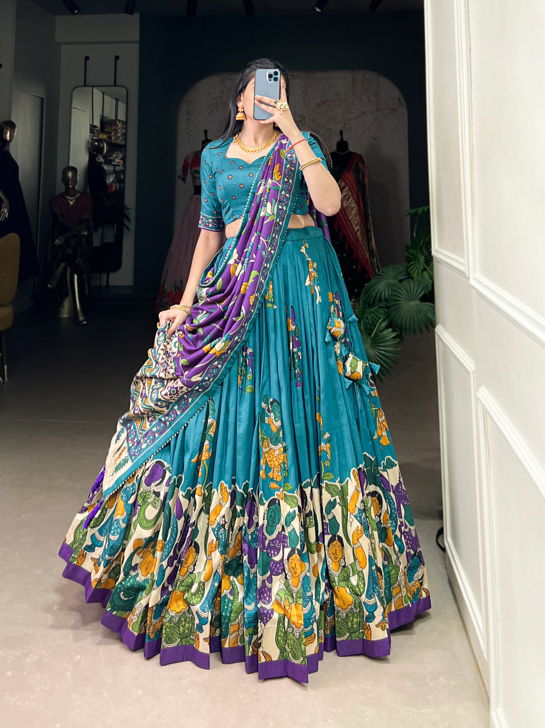 navratri  special  multi color printed  lengha's collaction