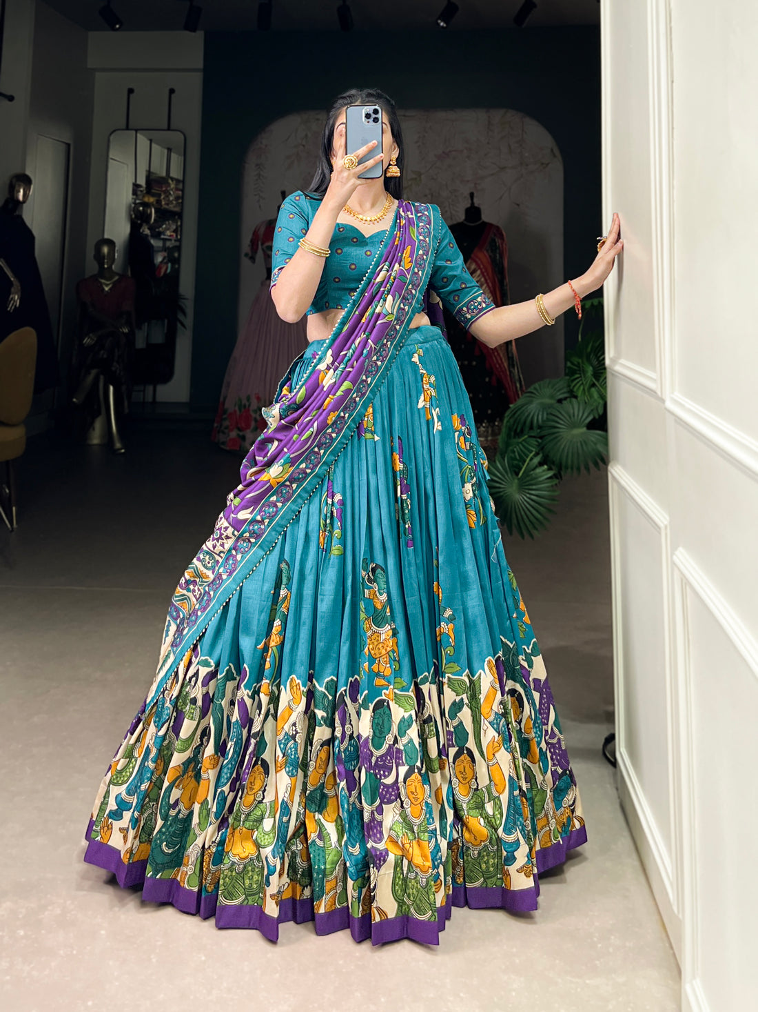 navratri  special  multi color printed  lengha's collaction