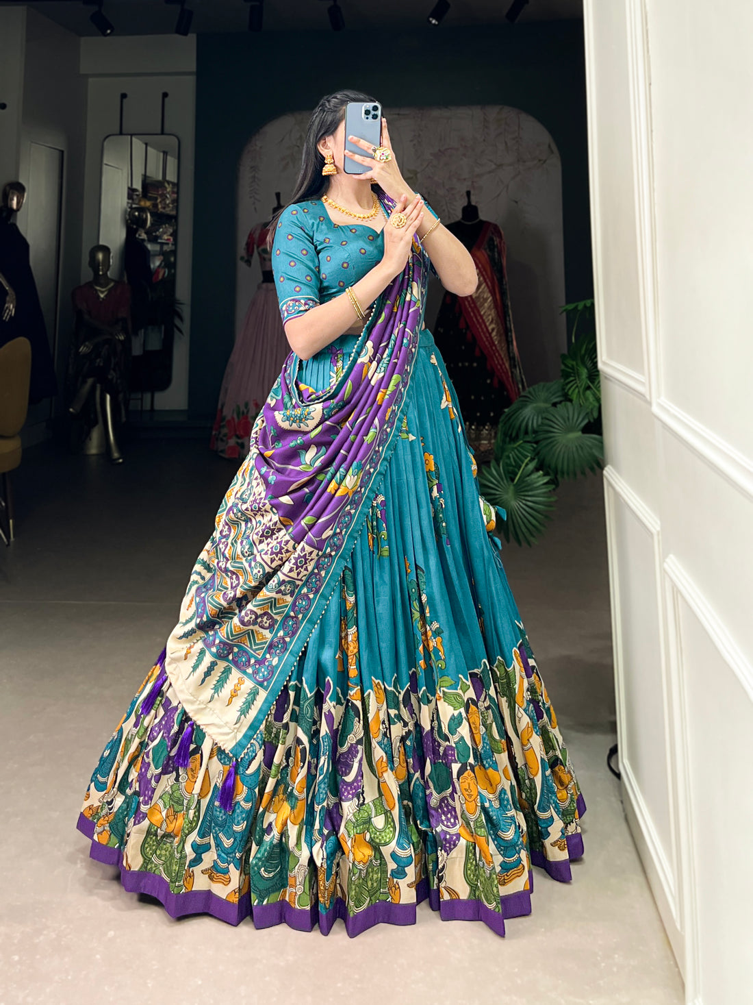navratri  special  multi color printed  lengha's collaction