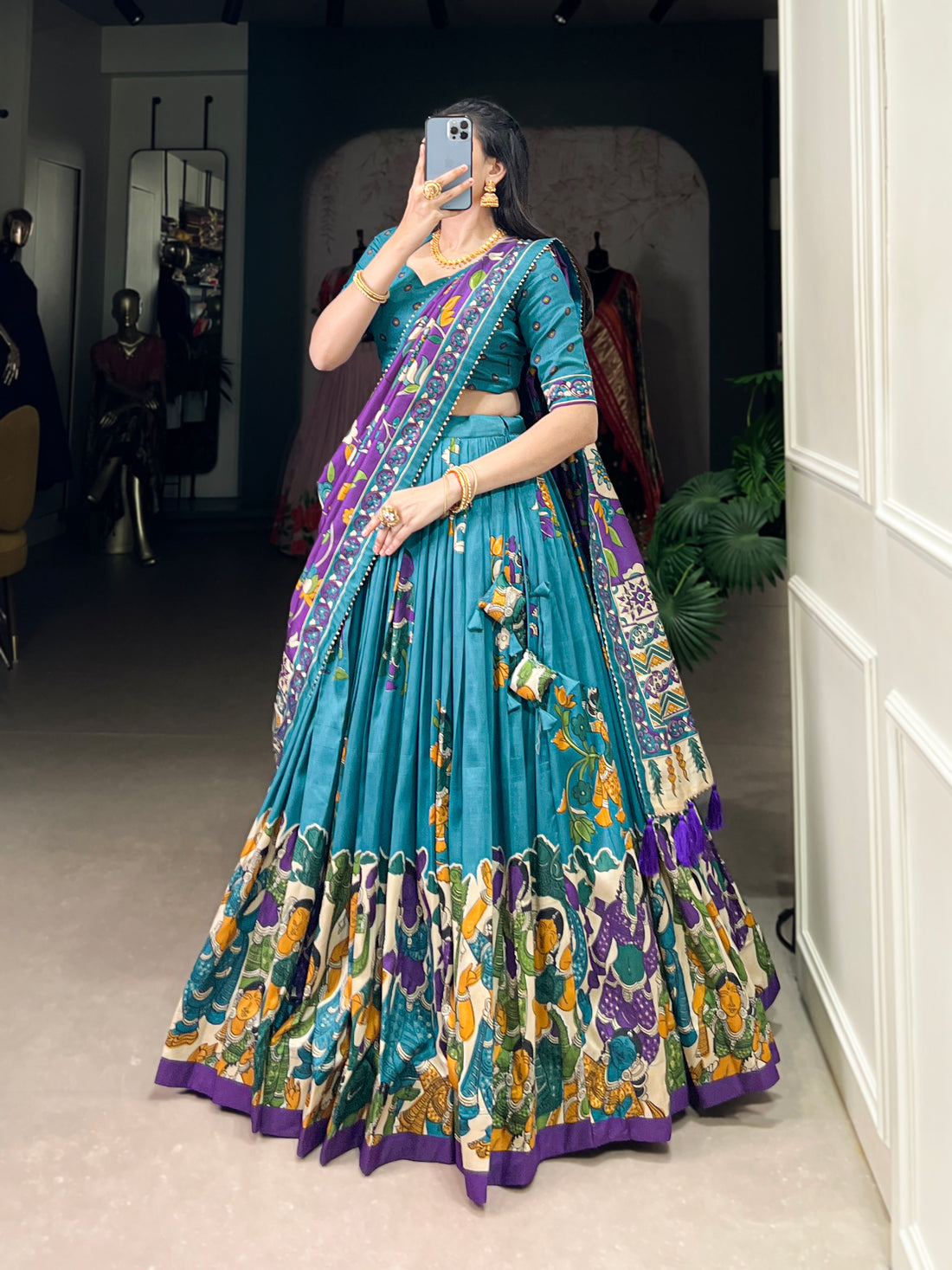 navratri  special  multi color printed  lengha's collaction