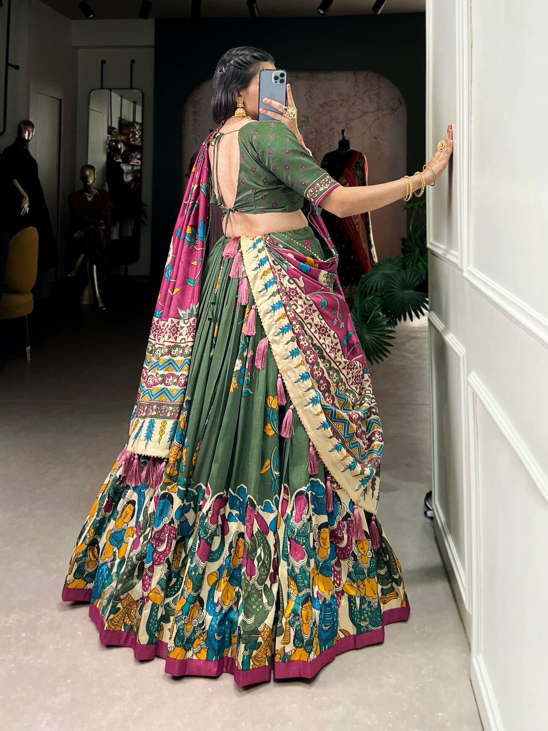 navratri  special  multi color printed  lengha's collaction