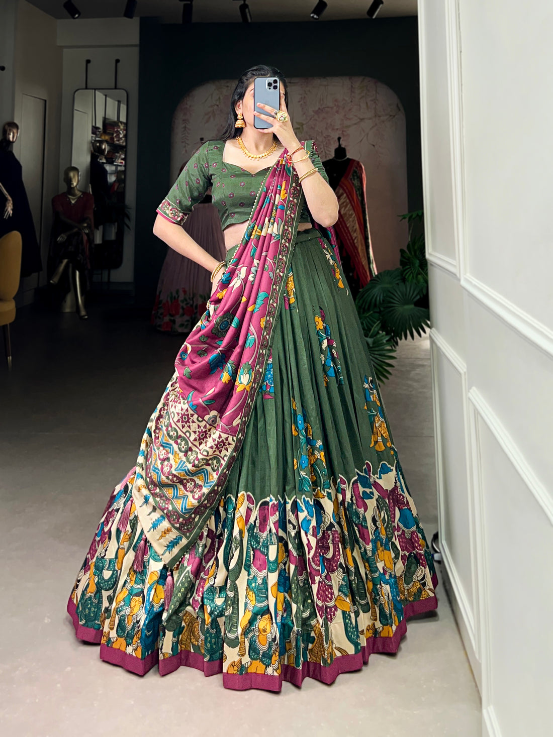 navratri  special  multi color printed  lengha's collaction
