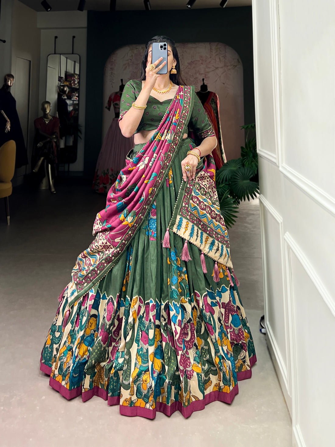 navratri  special  multi color printed  lengha's collaction
