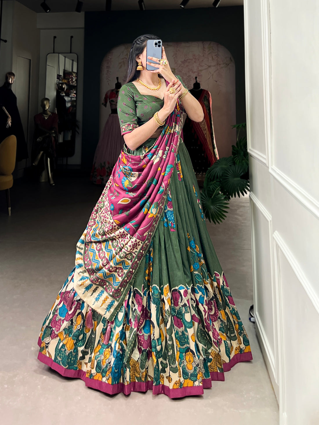 navratri  special  multi color printed  lengha's collaction