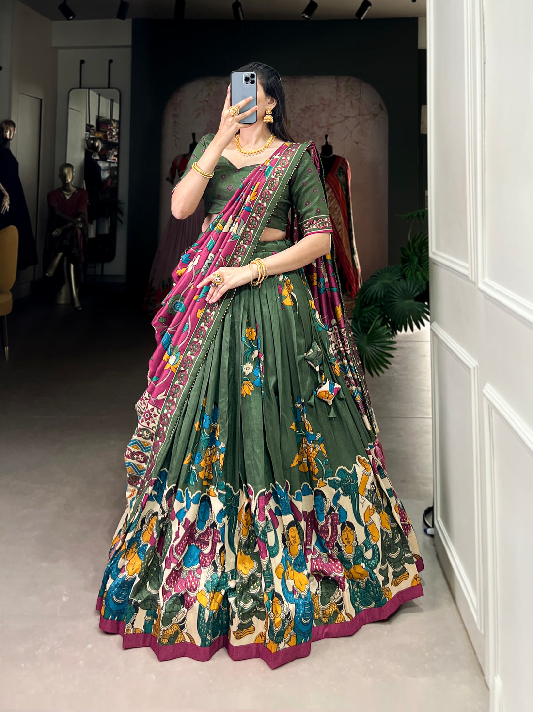 navratri  special  multi color printed  lengha's collaction