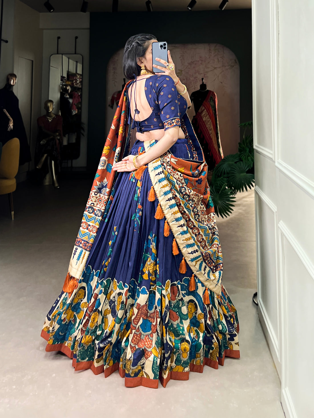 navratri  special  multi color printed  lengha's collaction