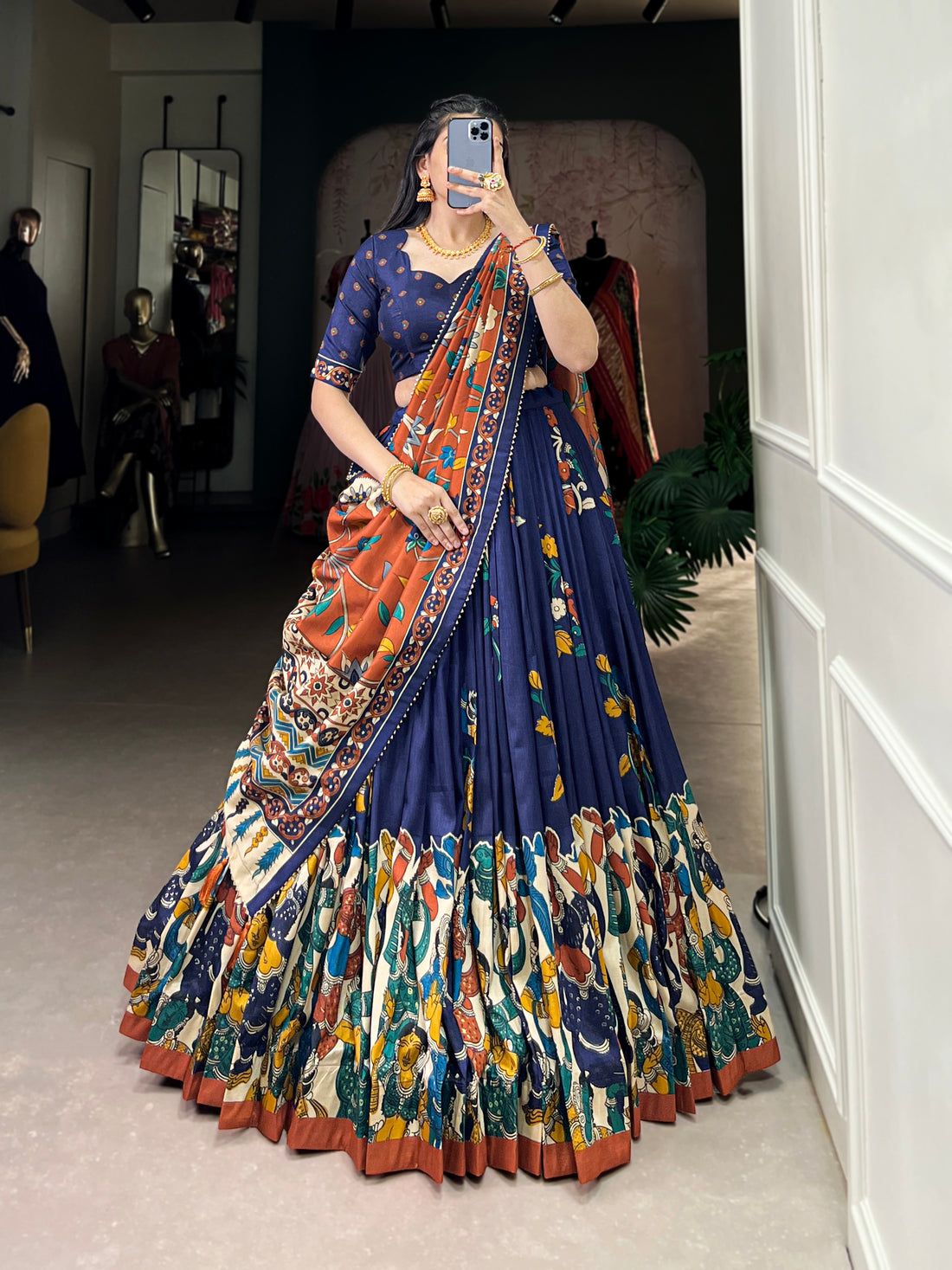 navratri  special  multi color printed  lengha's collaction