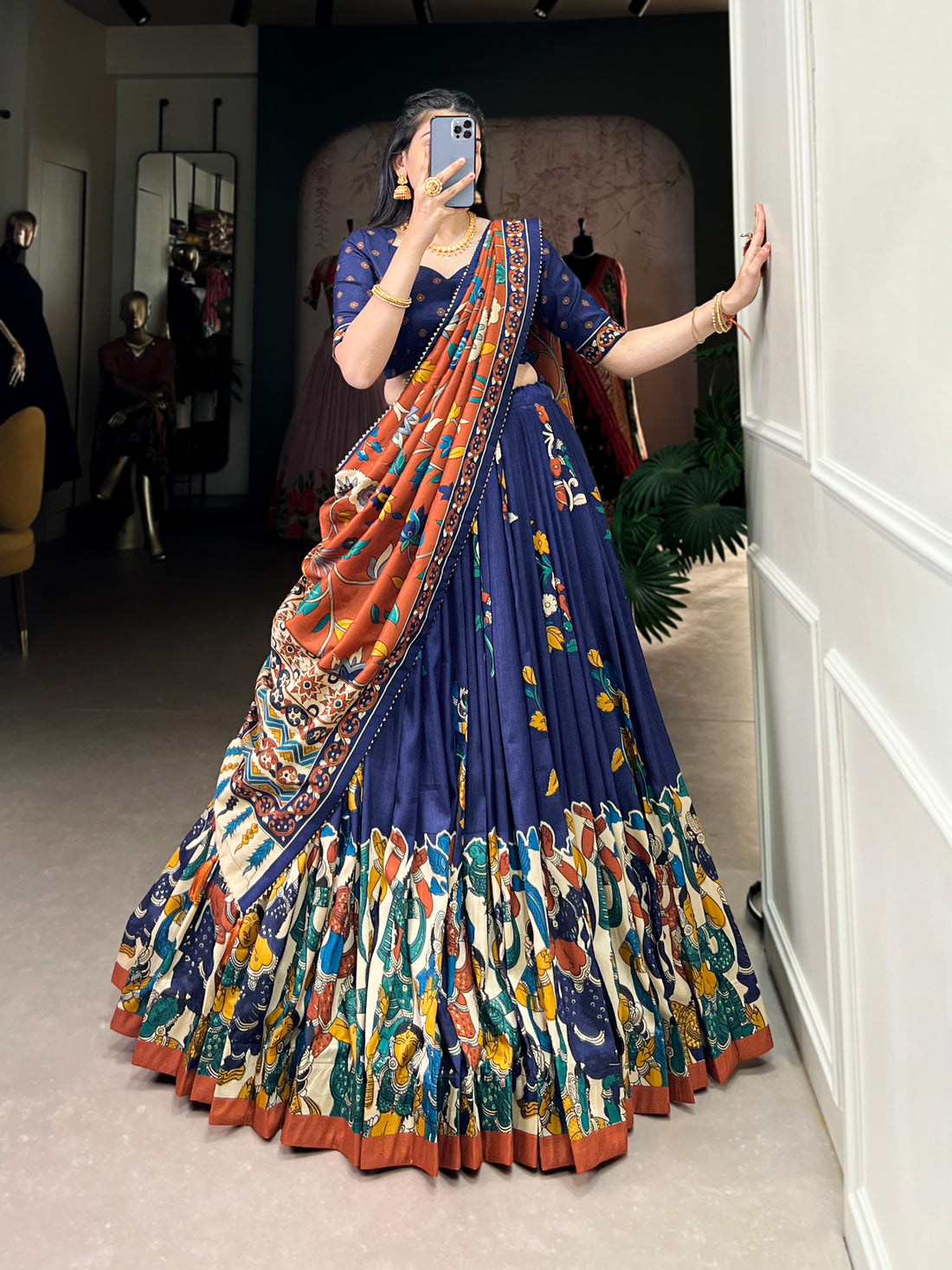 navratri  special  multi color printed  lengha's collaction