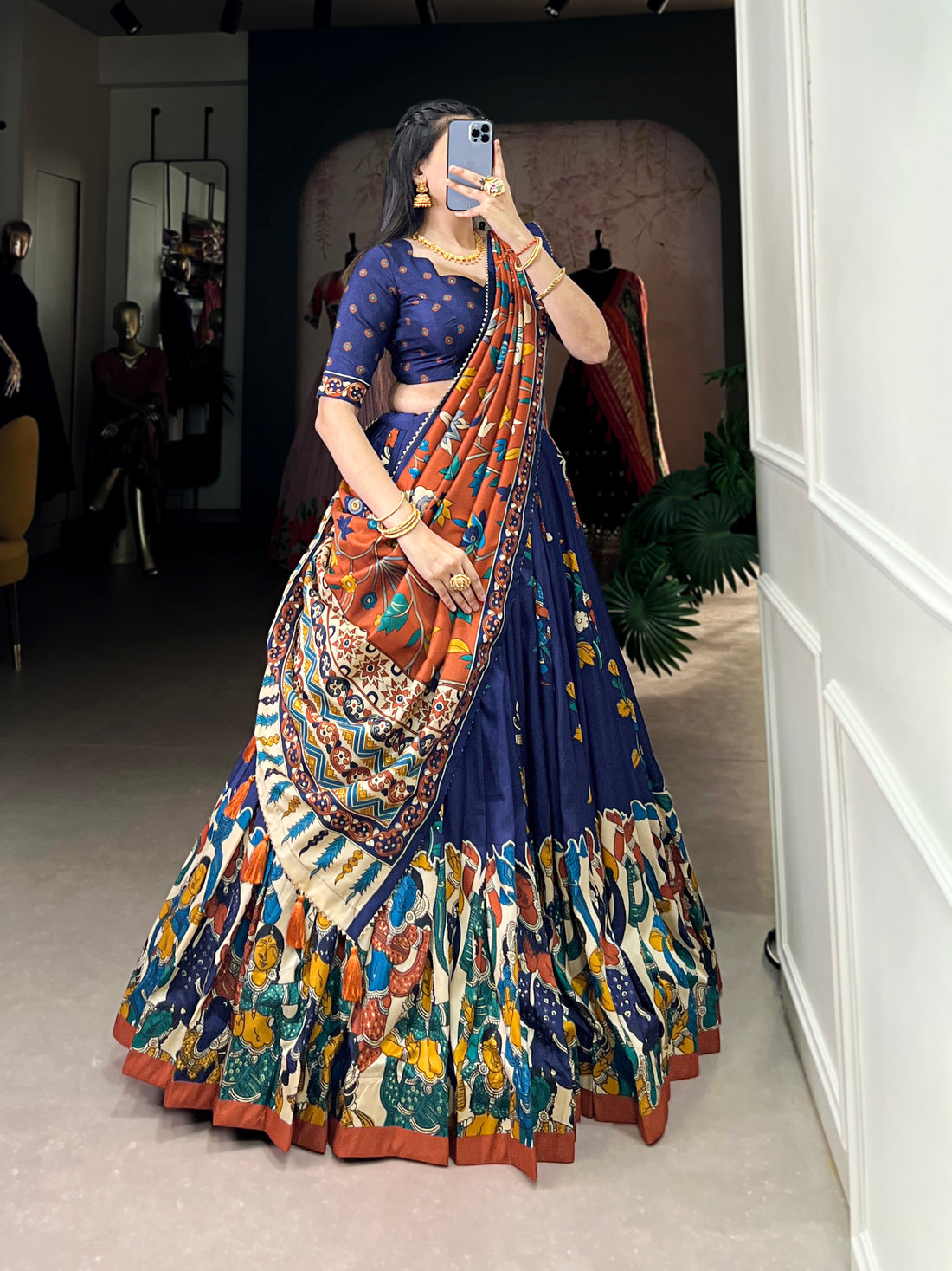 navratri  special  multi color printed  lengha's collaction