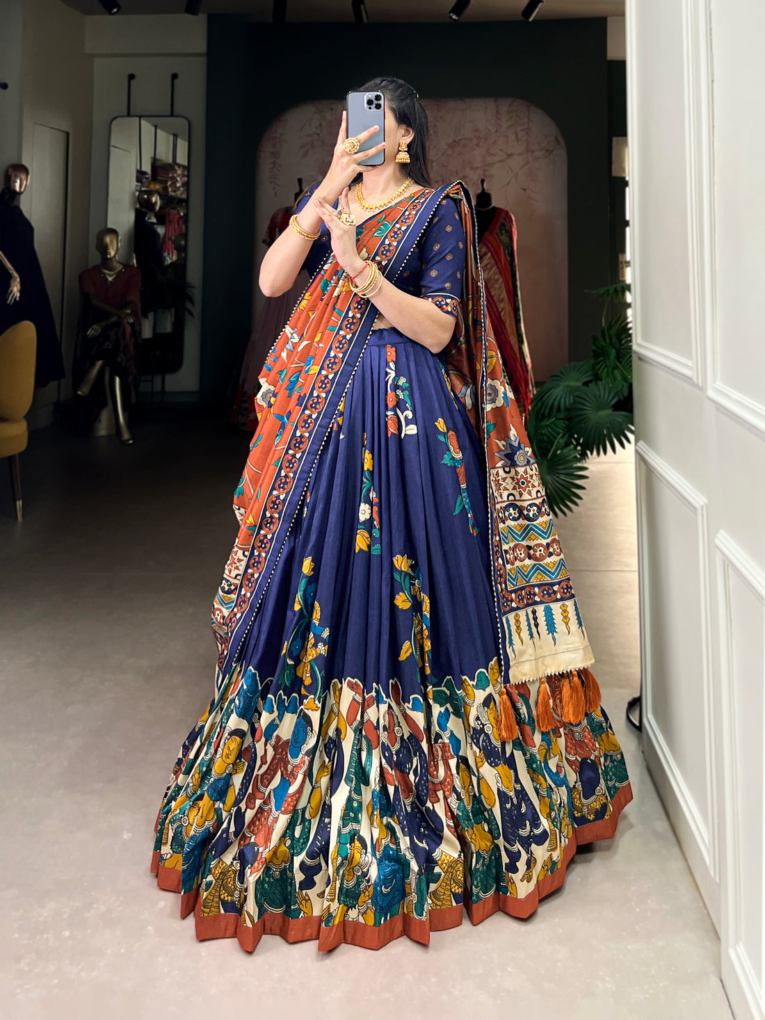navratri  special  multi color printed  lengha's collaction